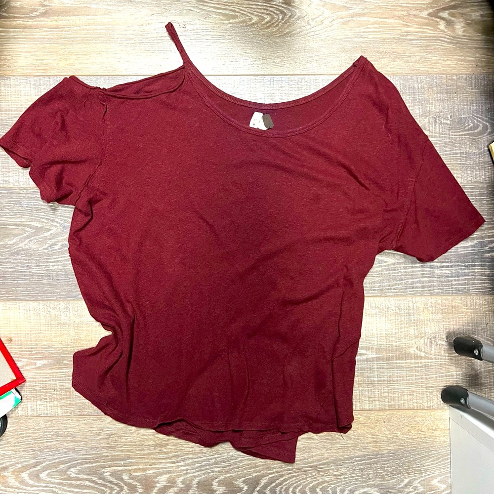 Free People one sided cold shoulder tee